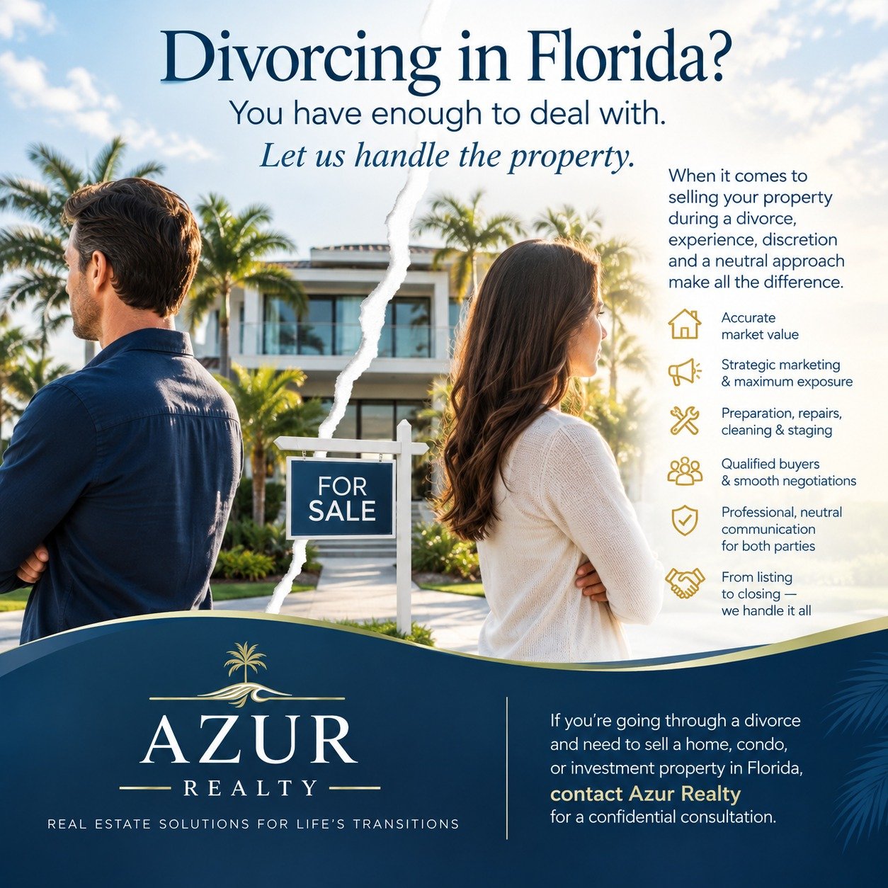 Selling a Home During Divorce in Florida: How Azur Realty Can Help