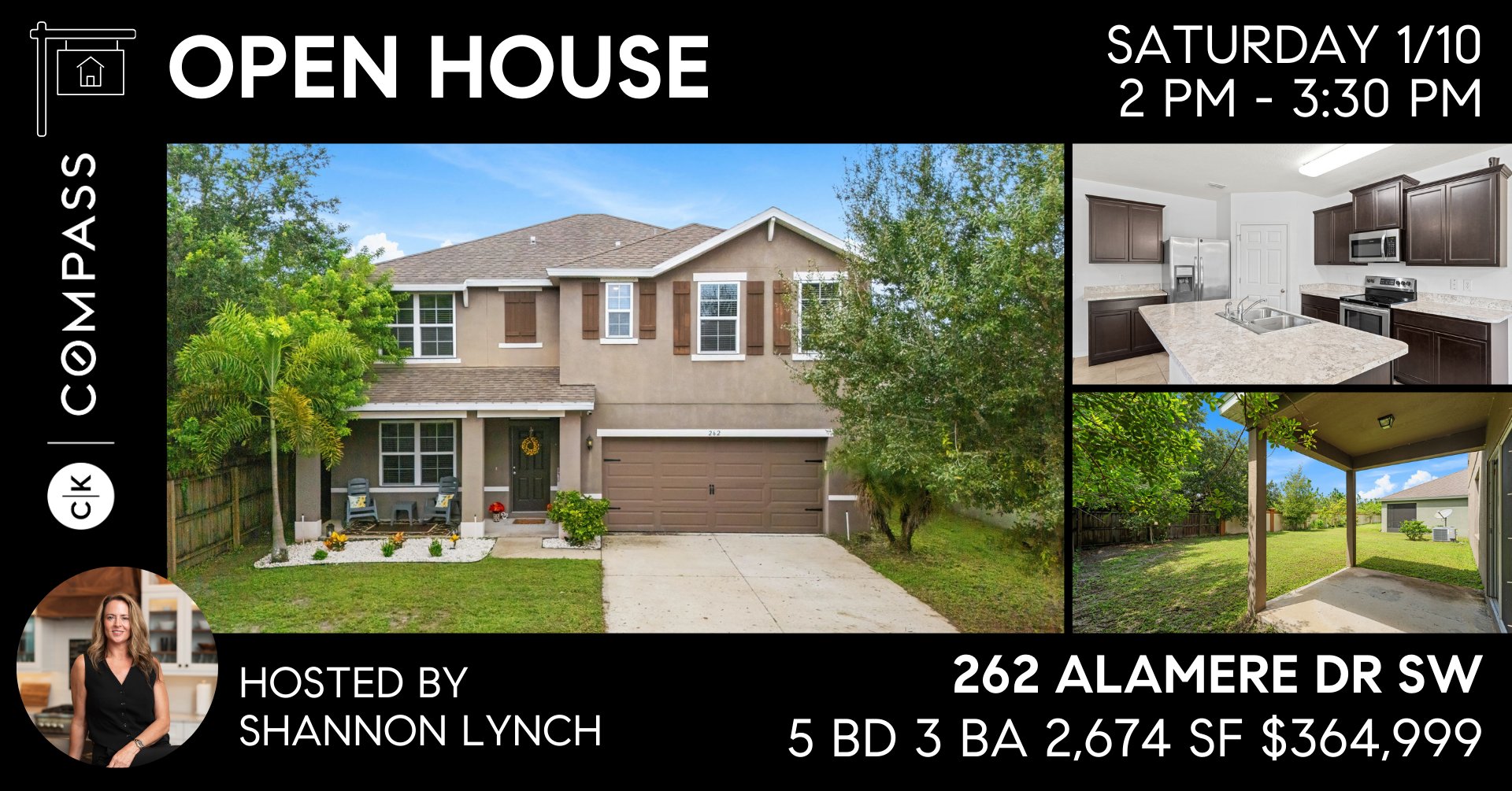 Open house at 262 Alamere Drive SW Palm Bay home