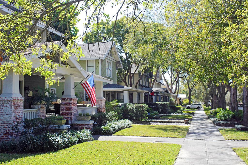 Tree-lined residential street with Florida homes and palm trees representing the search for the right Tampa Bay neighborhood