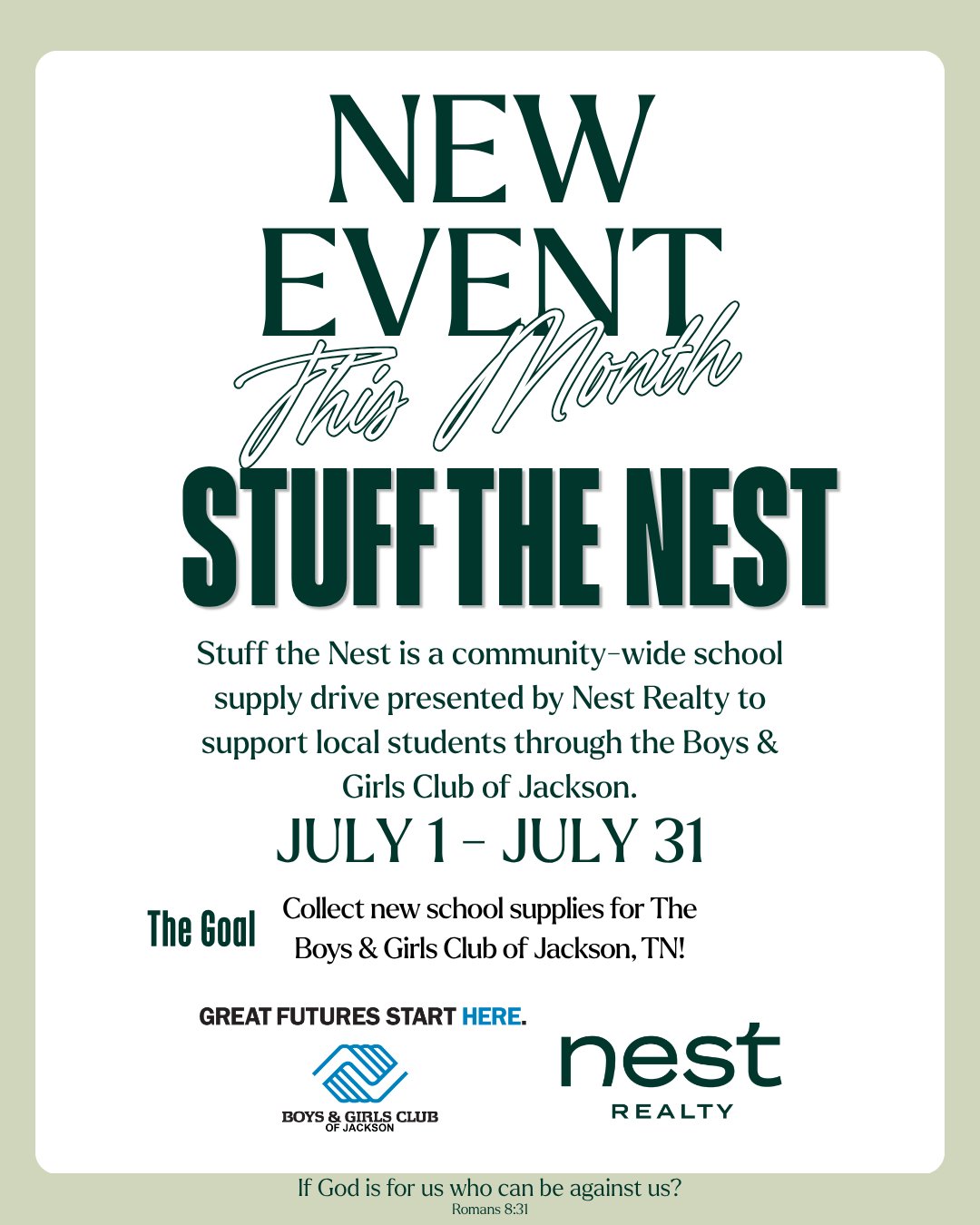 Stuff the Nest: Helping Local Students Start the School Year Strong