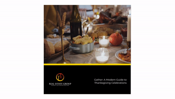 Animated preview of a Thanksgiving dinner setup with candles, wine, and fall dishes, featured in the Gather: A Modern Guide to Thanksgiving Celebrations storybook.