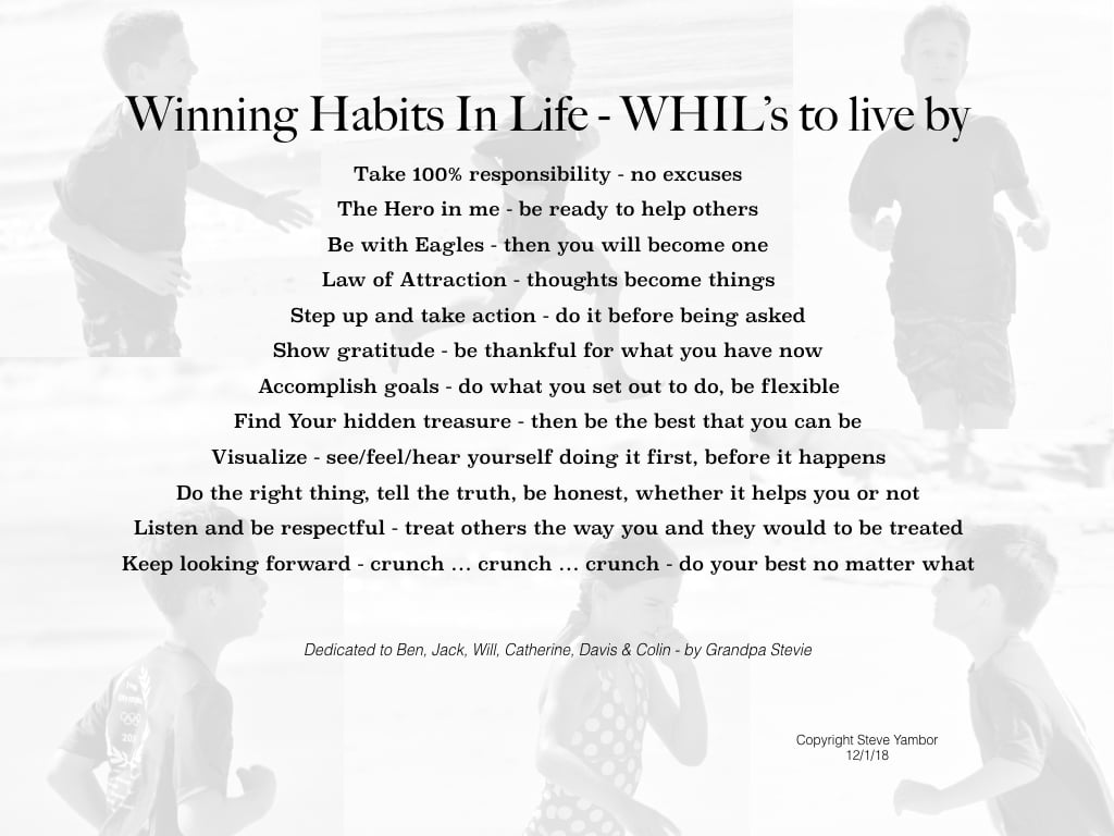 Winning Habits in Life, WHIL's to live by