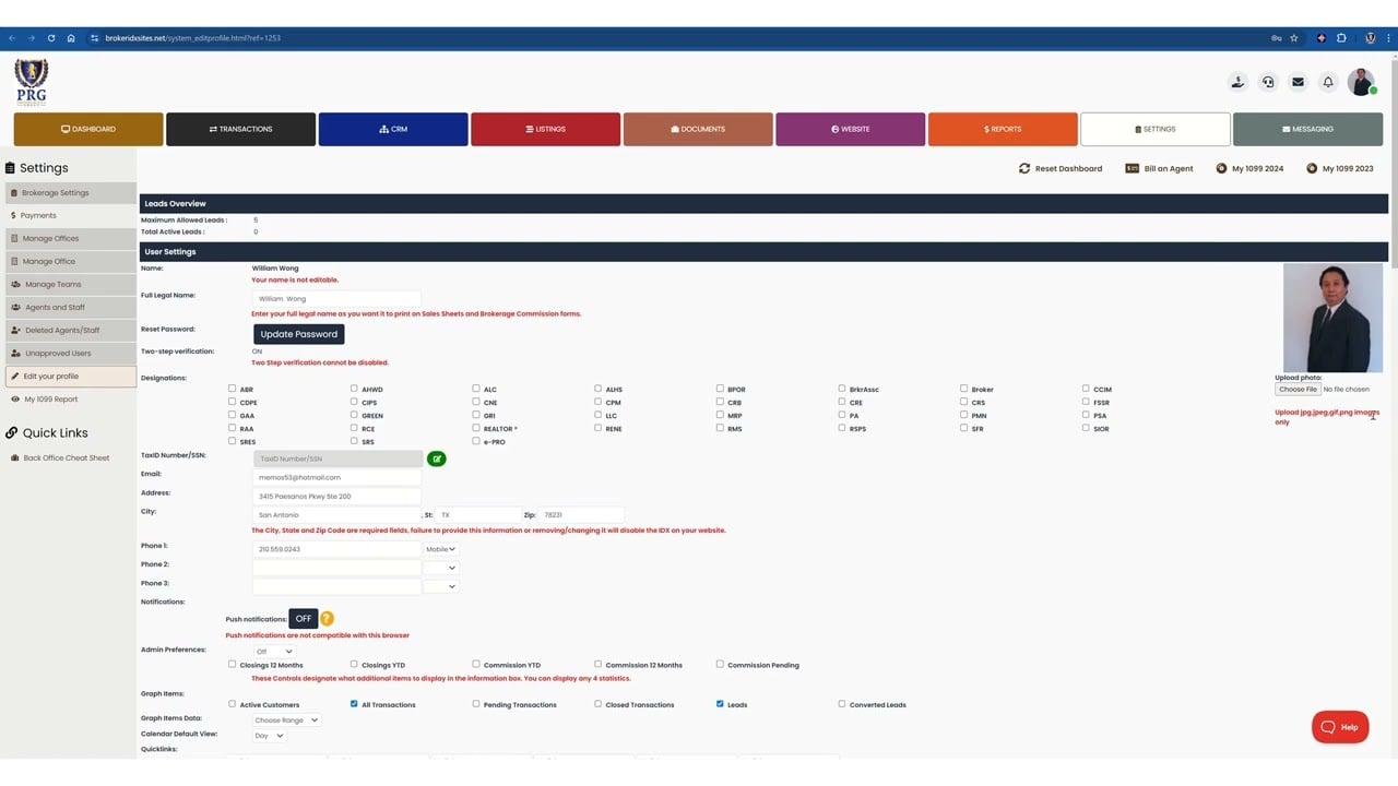 Editing Your Agent Info On your Profile