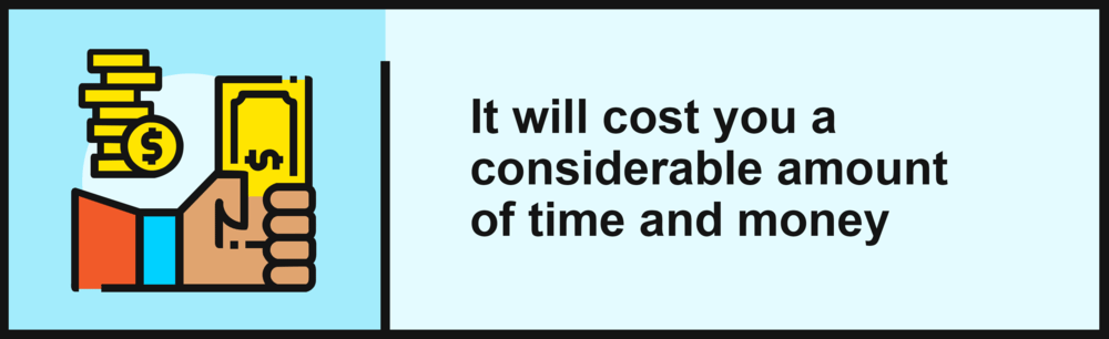 A hand holds money beside coins, warning that renovating without a permit costs time and money.