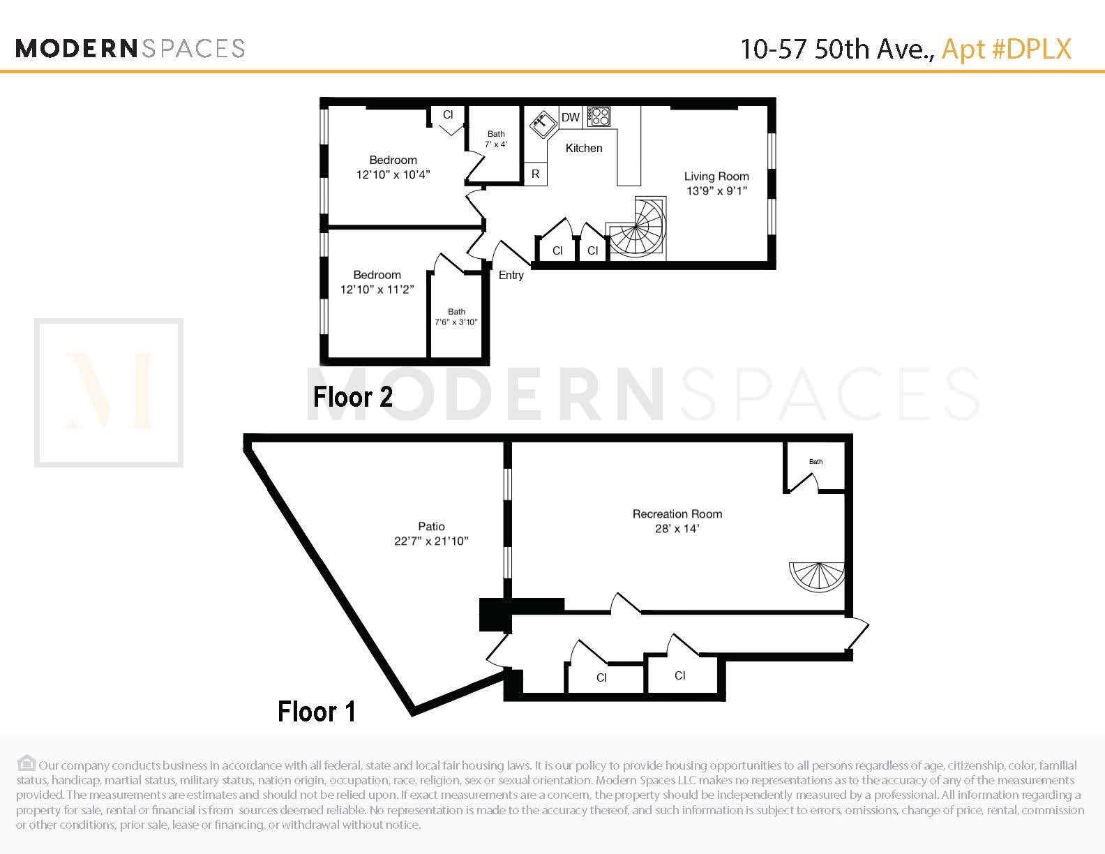 2-Bed/3-Bath Duplex (Conv 3-Bed)