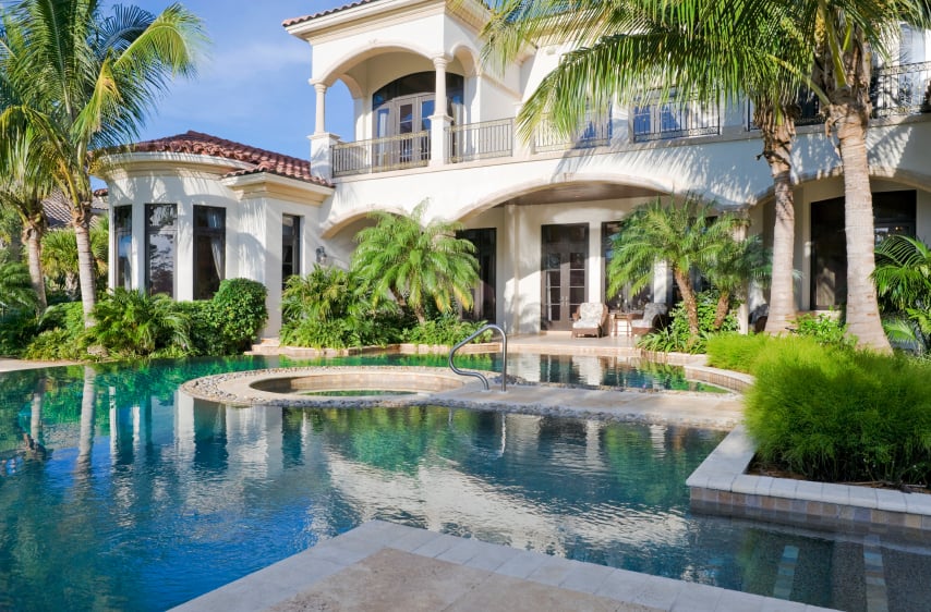 Luxury home with swimming pool and landscaped backyard in Stone Oak San Antonio Texas