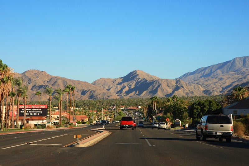 Cathedral City and the Coachella Valley viewed from Highway 111
