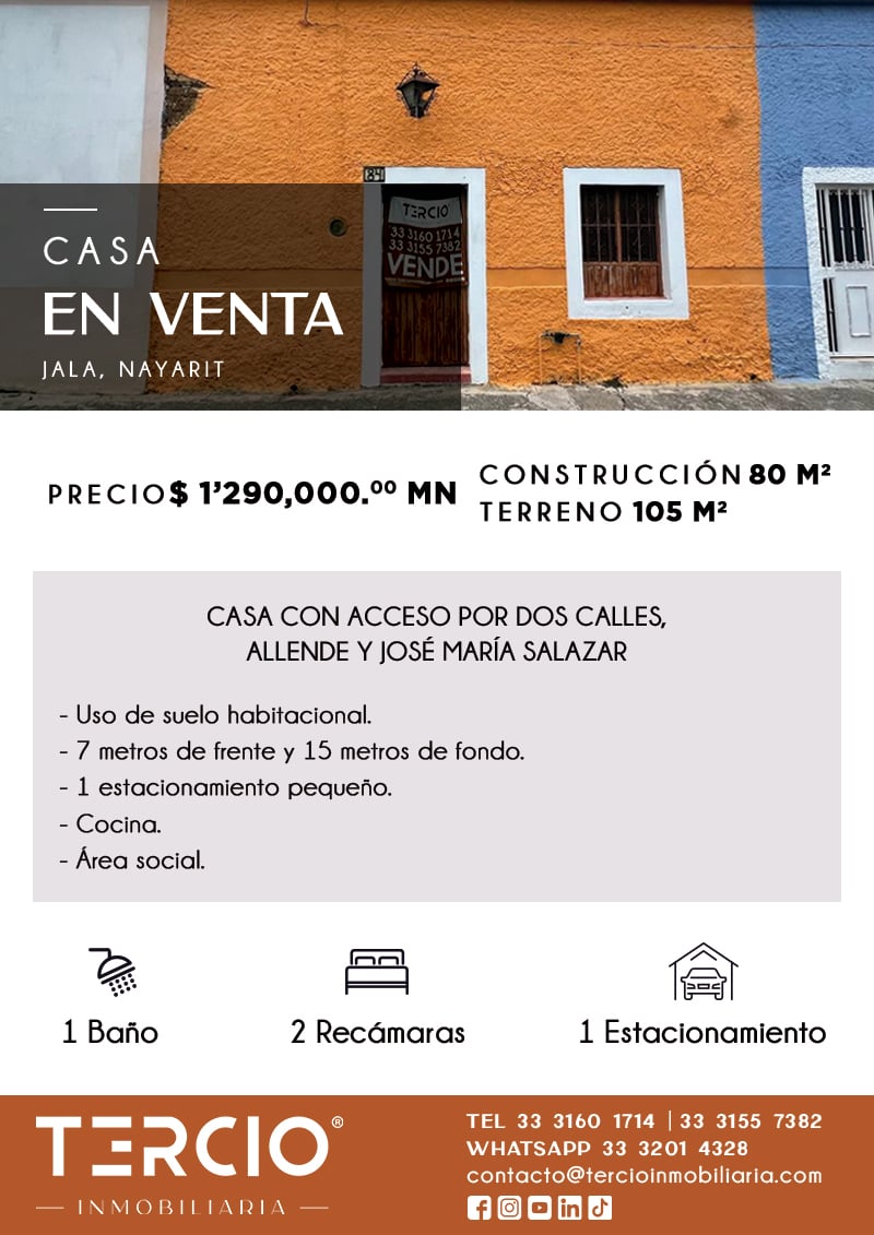 Casa en venta en el Centro de Jala, Nayarit. $1'290,000.00 MN