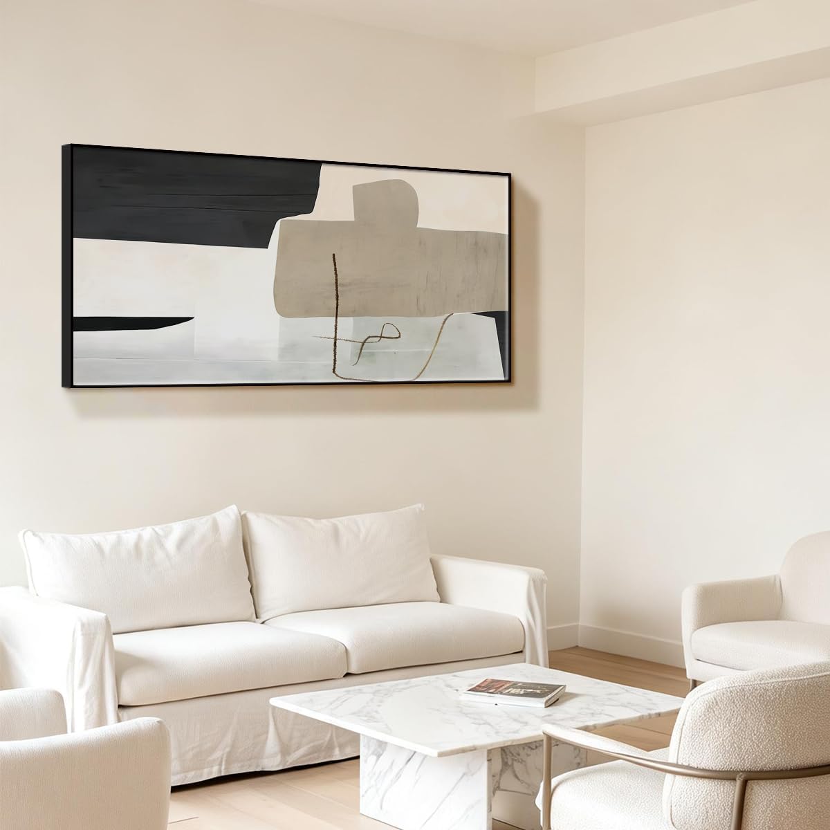 Minimalist Black Beige Abstract 2D Canvas Wall Art