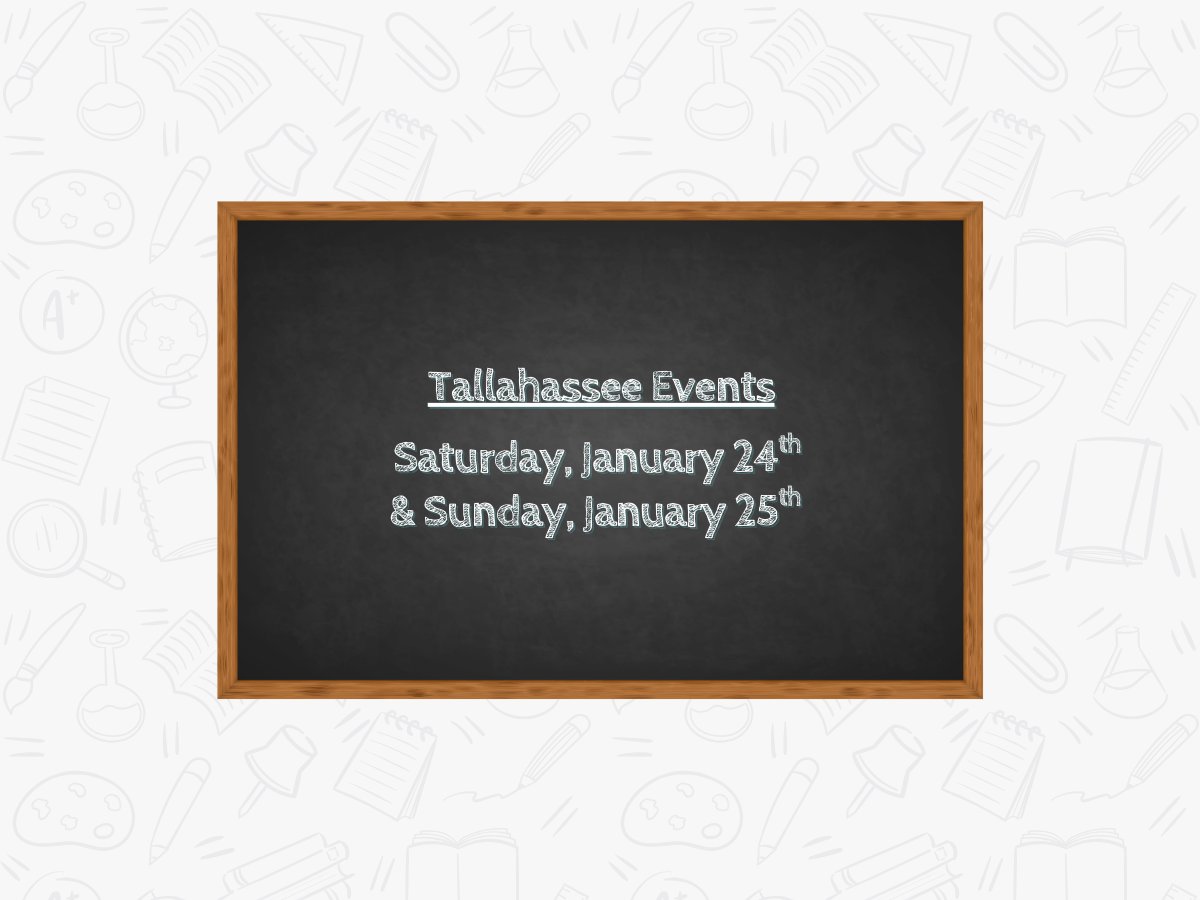 Saturday, January 24th and Sunday, January 25th Events in Tallahassee, FL