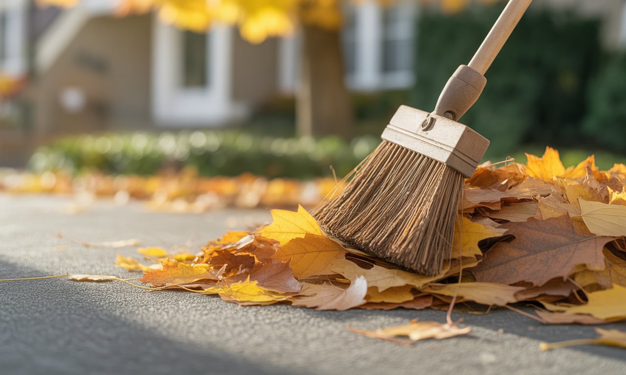 Realtor Life: Sweeping Leaves with a Tiny Broom
