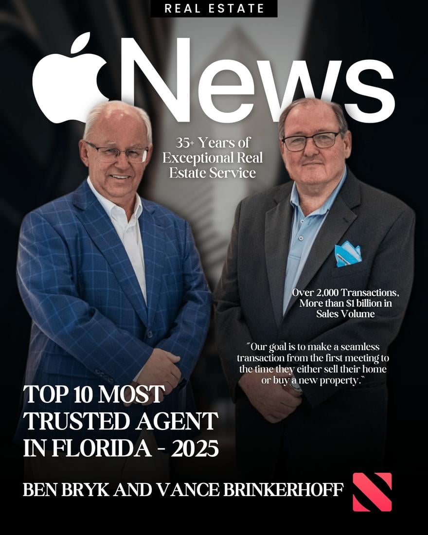 Ben Bryk and J. Vance Brinkerhoff of Vero Premier Properties featured by Apple News among the Top 10 Most Trusted Agents in Florida