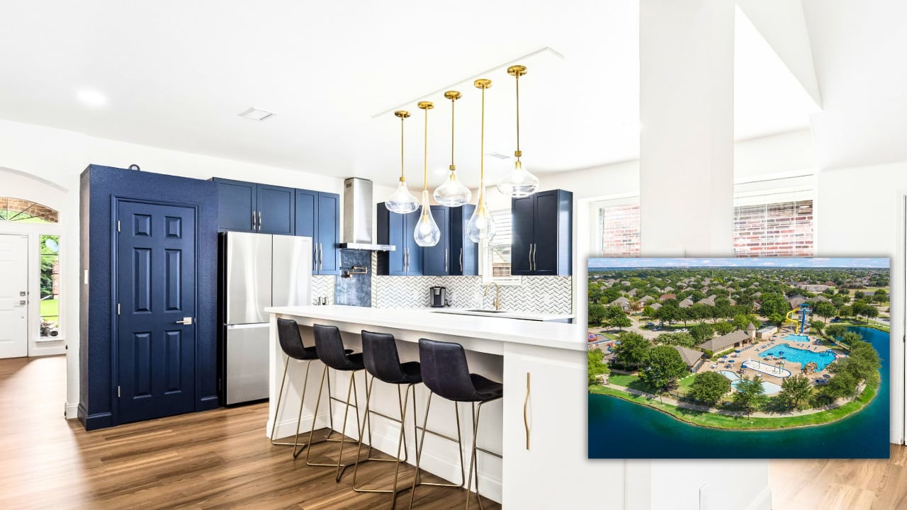 Redesigned and updated kitchen with large Quartz island