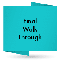 Turquoise folded-note graphic labeled “Final Walk Through.”