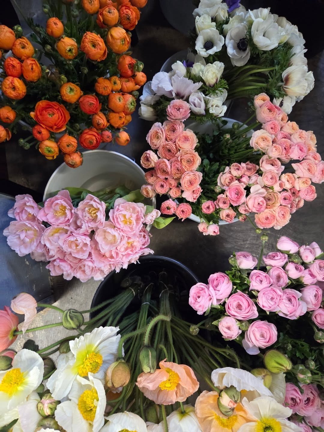 Fresh flower bouquets at Rohnert Park farmers market in Sonoma County
