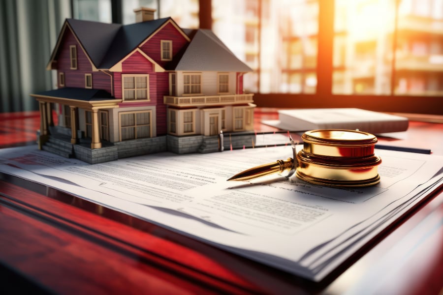 Home sale documents with house and car keys