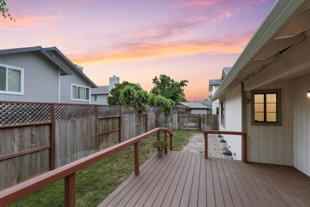 Backyard deck ideal for entertaining at Petaluma Village East home
