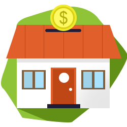 House with a dollar coin above its roof