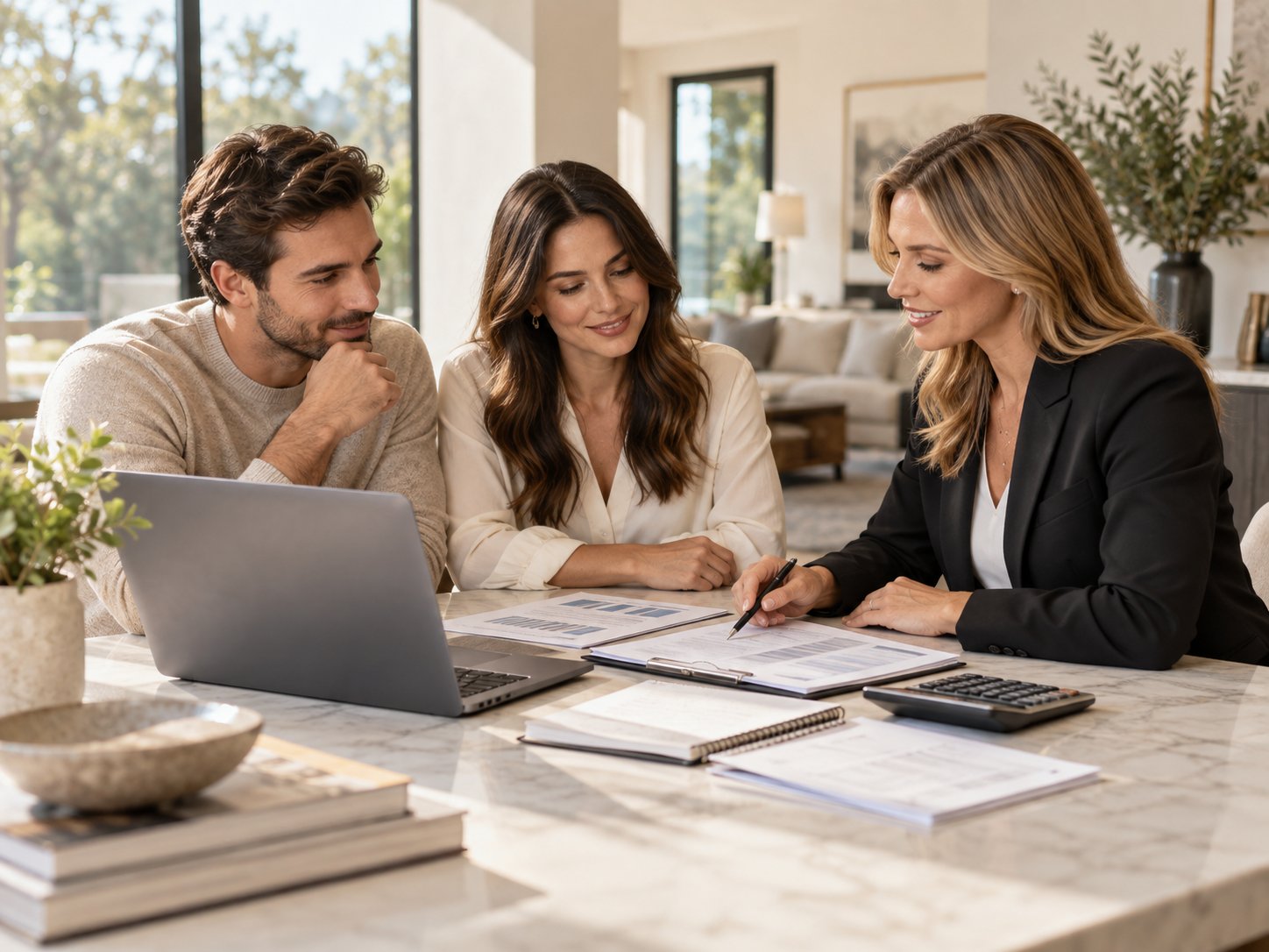 Buyer reviewing home budget and financing options