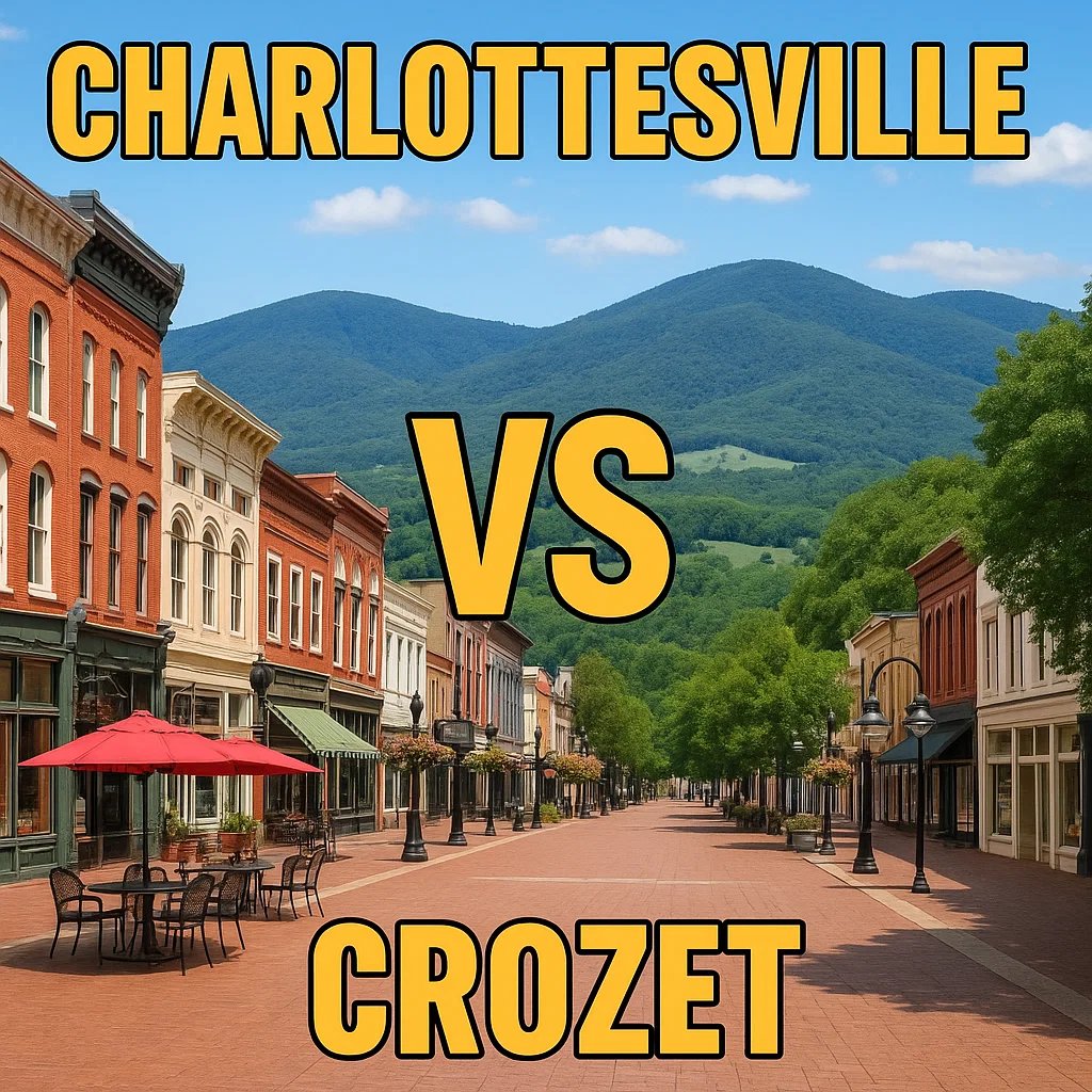 Charlottesville VS Crozet, Mountian Views VS Historic City