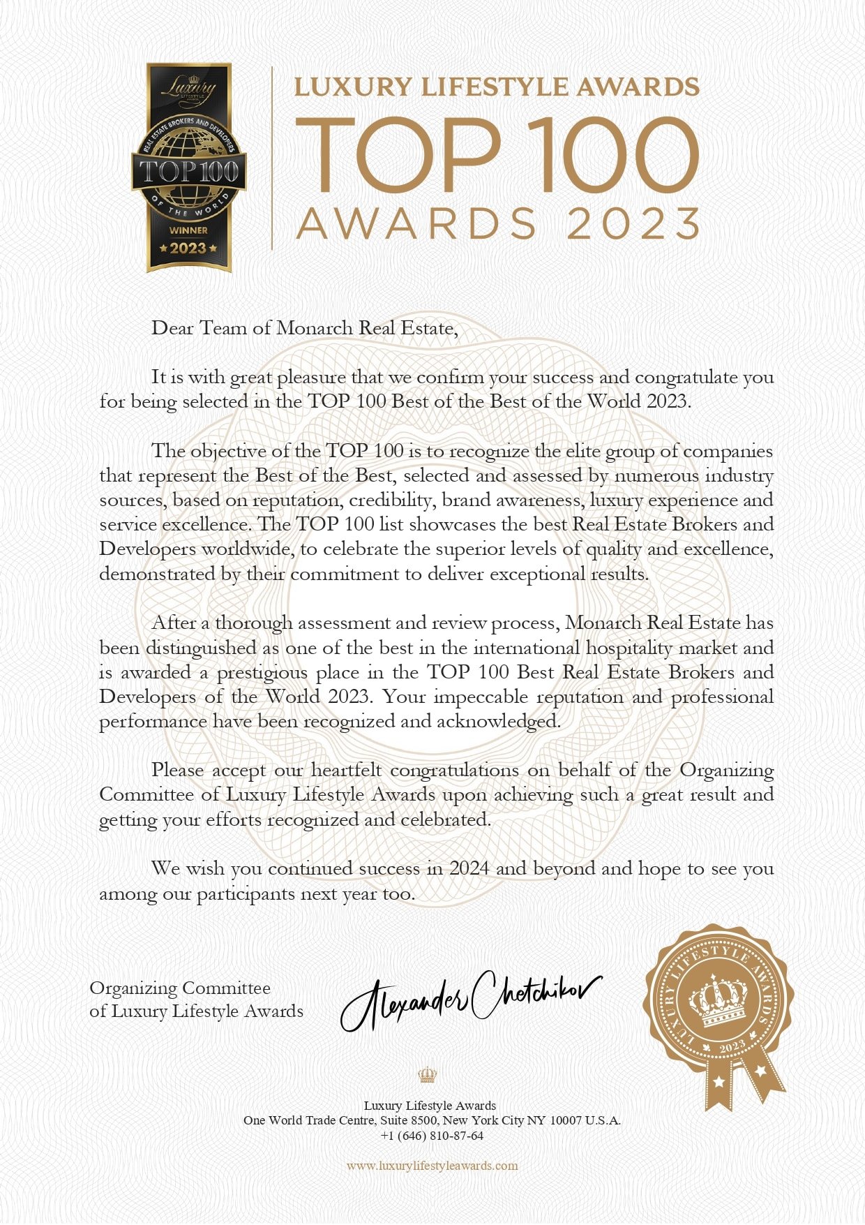 Luxury Lifestyle Awards - Top 100 Awards 2023