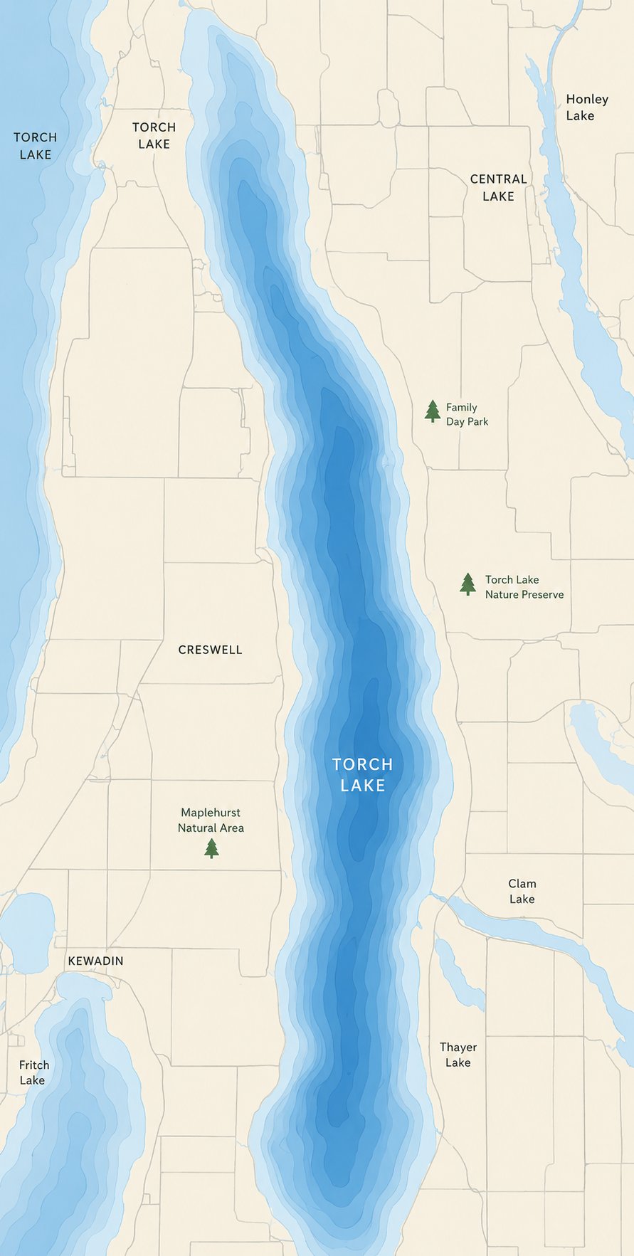 Torch Lake map