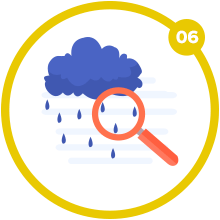 Home-selling mistake 06: a magnifying glass examines a rainy cloud.