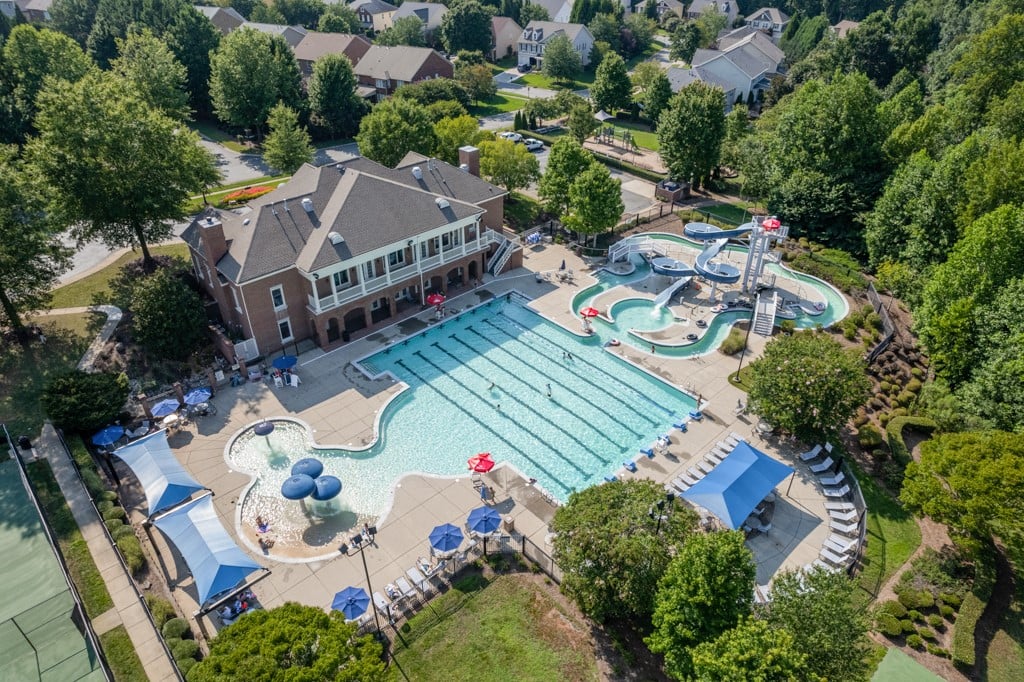 The Brookhaven Amenities include a clubhouse and gym, large lap pool, lazy river, waterslide, basketball court, 3 lighted tennis courts, 2 playgrounds, walking trails.