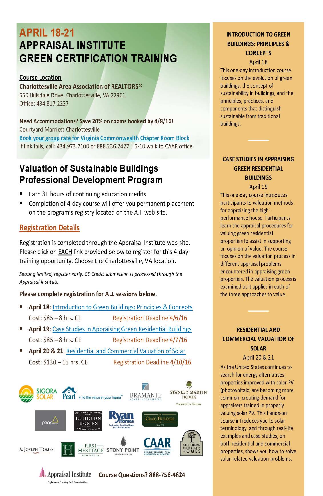 Appraisal Institute Green Cert. Registration Form