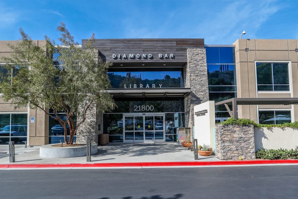 Entrance of Diamond Bar Library at 21800 Copley Drive