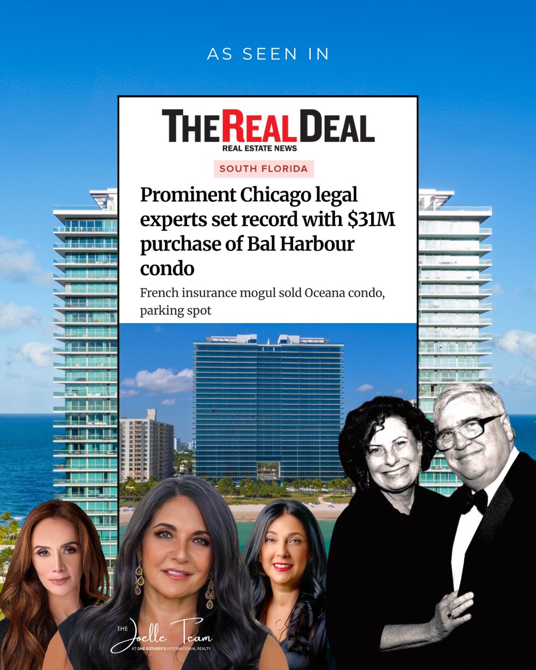 As Seen in @therealdeal : "setting a new record for condo sales in Bal Harbour."