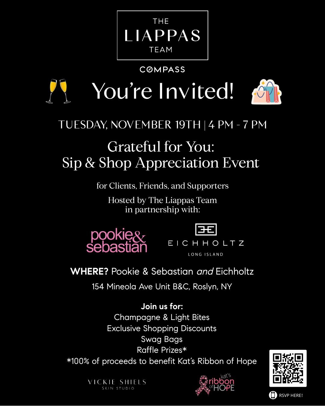 Maria Sakellis and The Liappas Team at Compass Present: Sip, Shop, and Support