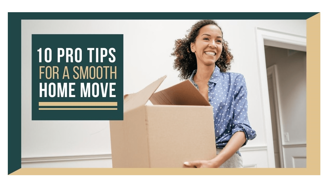 Tips for a smooth home move woman in hallway holding a cardboard moving box