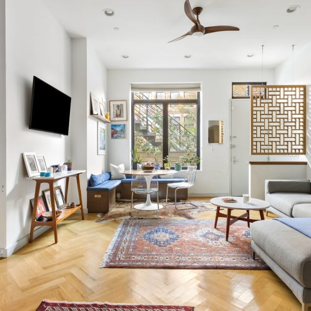 For $1.8M, a Charming Clinton Hill Duplex With a Two-Level Backyard and a Downstairs Rec Room