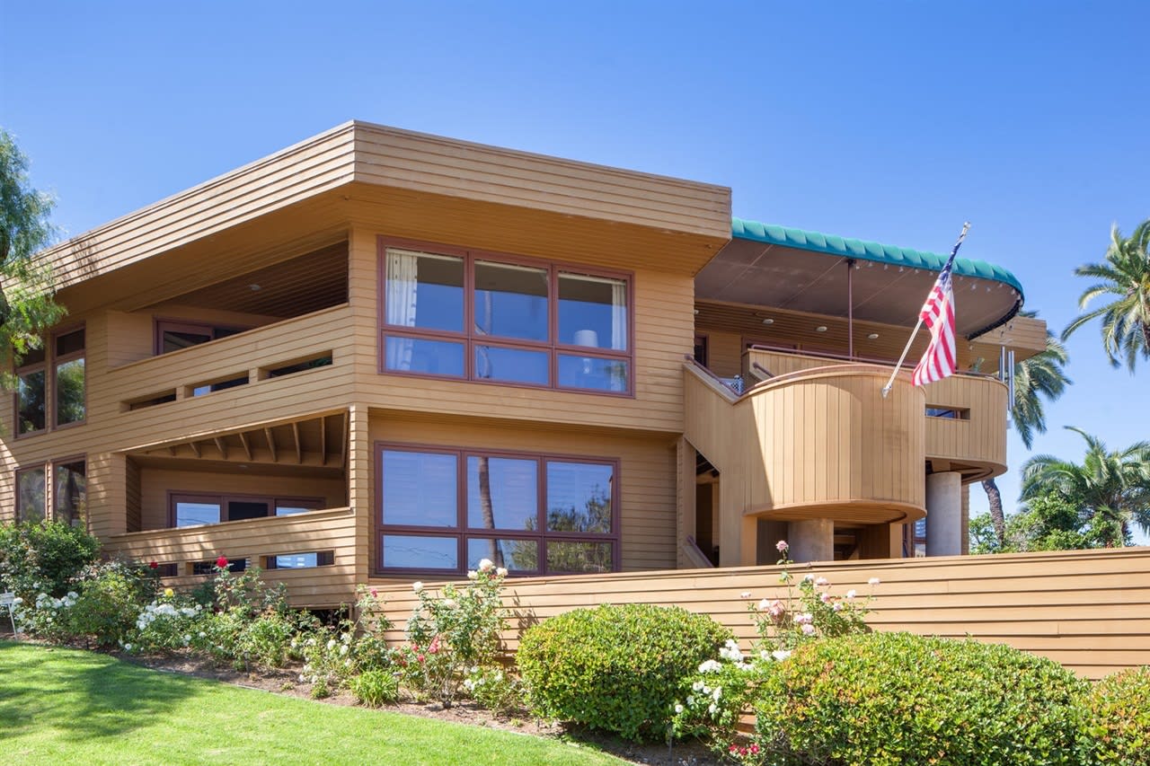 Contemporary home on San Fernando Street in the La Playa neighborhood of Point Loma, San Diego, featuring modern architecture and lush landscaping.
