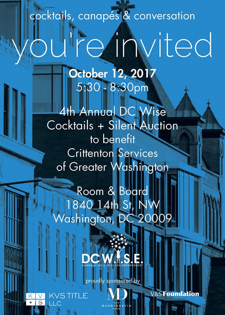 Dc Wise 4th Annual Cocktails + Silent Auction Today!