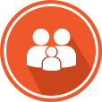 Family icon inside a circular badge