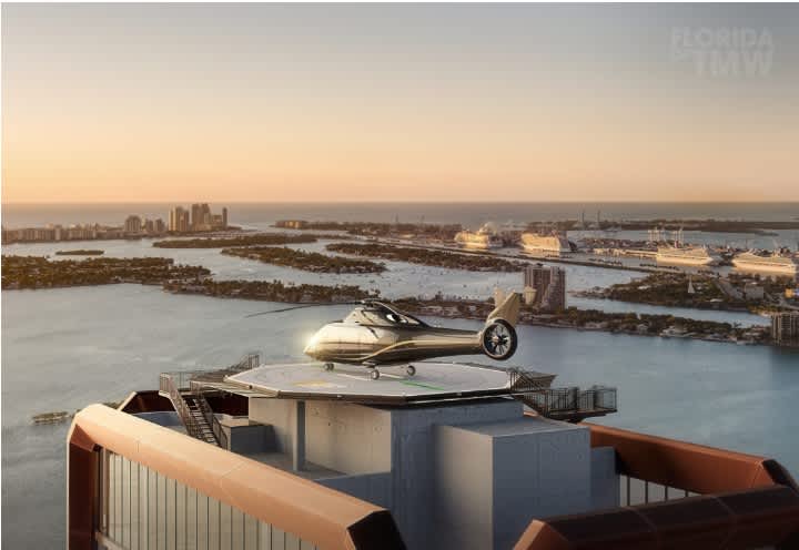 Construction is set to begin soon on the 650-foot architectural wonder, Villa Miami, which will feature a rooftop helipad