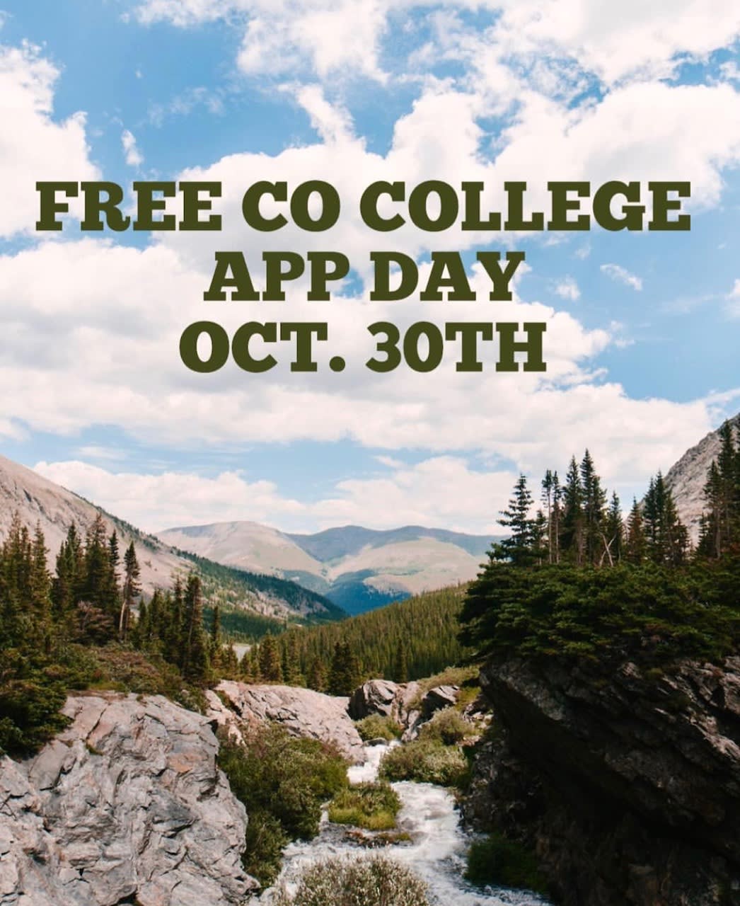 Free Colorado College Application Day is October 30th!