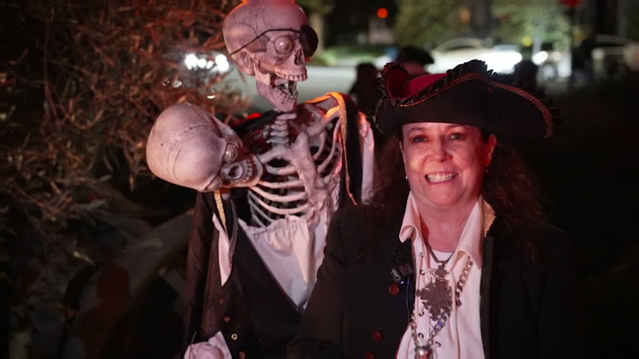 Skeleton Pirate Revelers Haunt Cavity Cove, Bonnie Spindler, The Victorian Specialist, Petaluma, CA