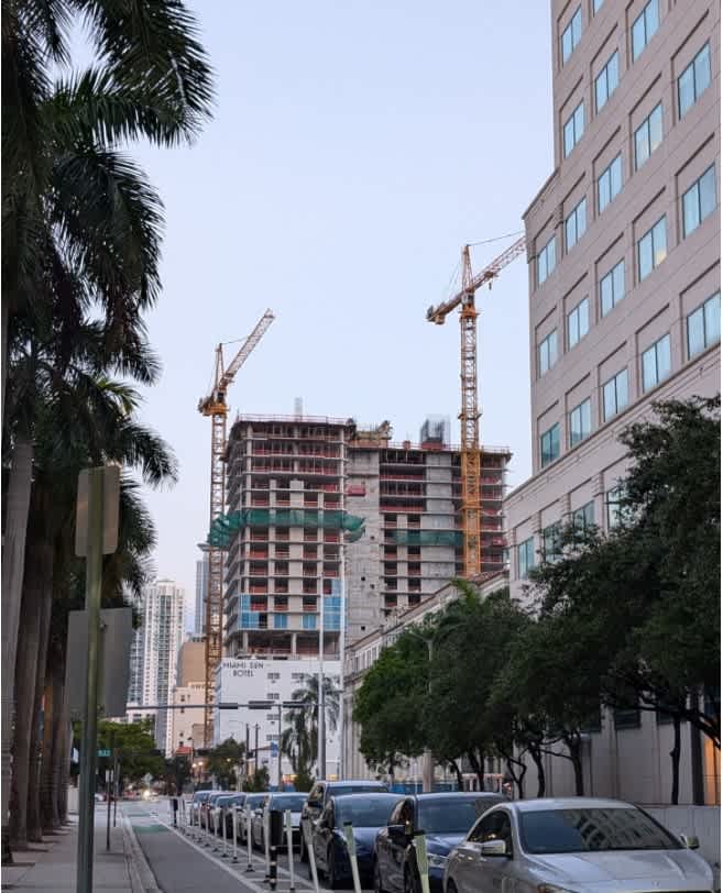 July 2024 - First Glass Installed at 448-Foot Tower Under Construction in Downtown Miami