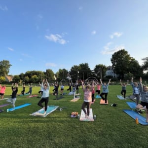 People doing outdoor yoga