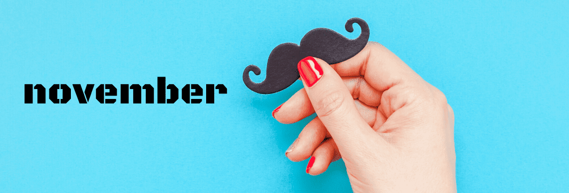 a playful representation of November, incorporating elements associated with the Movember movement. 