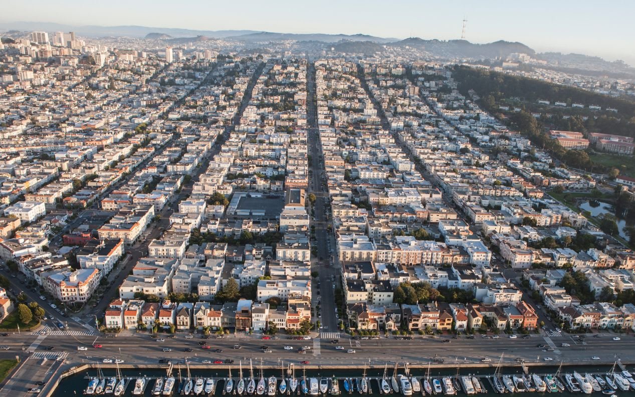 Aerial view of the Marina and Cow Hollow, San Francisco