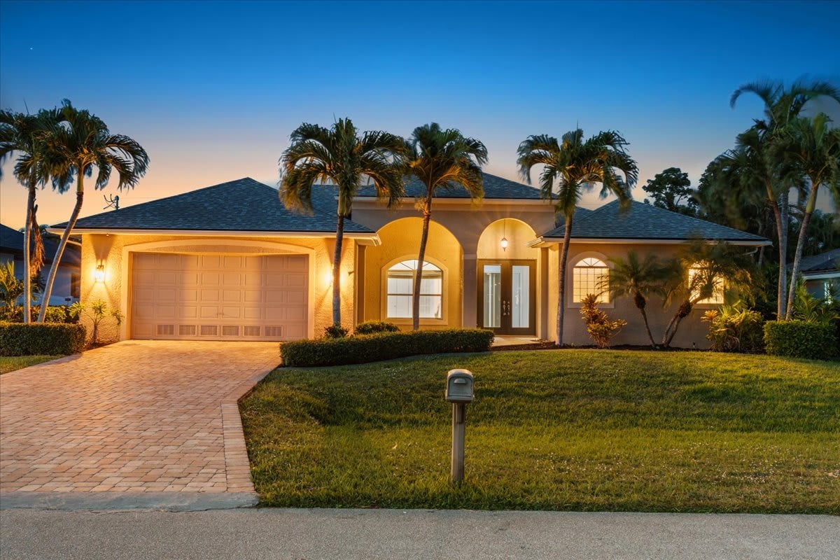 Front of House Twilight Cape Coral Florida