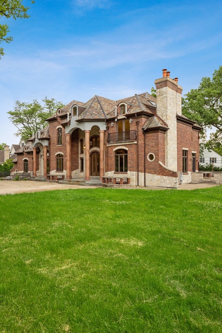 Brick And Stone Estate Situated On A Quiet Street In The Woodlands Of Hinsdale
