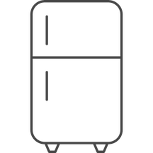 Outline icon of a two-door refrigerator with vertical handles.