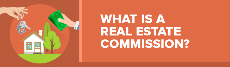 Illustration explaining real estate commissions, with house keys, cash, and a small house.