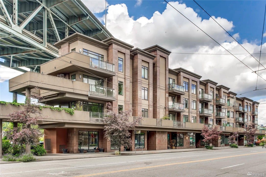 A luxurious apartment building with charming balconies.