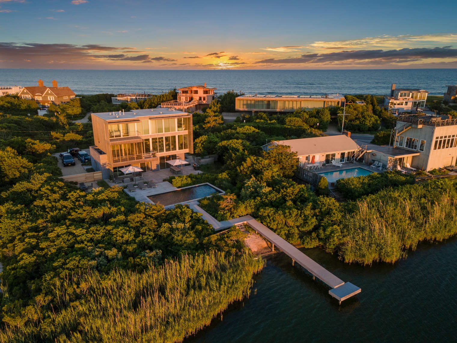 Unbelievable Sunsets Over Mecox Bay in a World-Class Modern